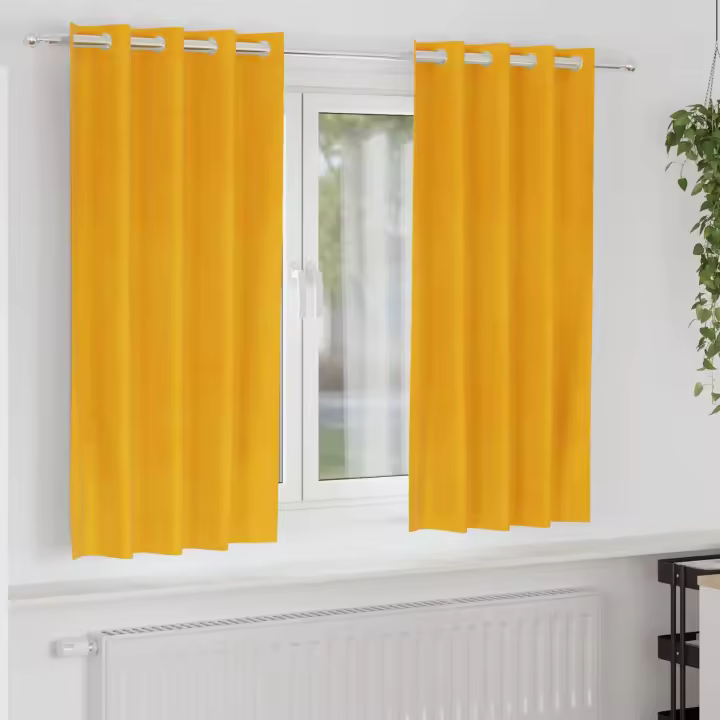 Cortinas Blackout vidaXL con Ojales 2 pcs Mostaza Amarillo Terciopelo - 1