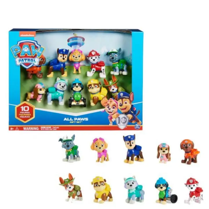 PATRULLA CANINA - PATRULLA CANINA - FIGURAS PATRULLA CANINA - Pack de regalo de 10 Figuras de Juguetes Patrulla Canina Coleccionables - 10º Aniversario - 6065255 - Juguetes Niños 3 Años + - 1
