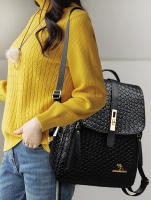 Mochila De Cuero Para Mujer LANYIBAIGE Estilo Vintage Casual Día Escuela Bolsa De Mano Negra Con Cierre De Cremallera - details 5