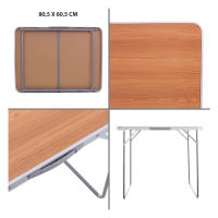 Mesa de Camping Plegable de Acero con encimera Efecto Madera Nogal marrón de 80x60x70 cm Mesa playa - Mesa playa plegable - Mesa camping - Mesa camping plegable - Mesa de playa - Mesa plegable portatil - Gerimport - details 2