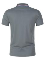 Camisa Polo Hombre Verano Transpirable Cómoda De Color Sólido Cuello Redondo Manga Corta Alta Calidad Ropa Casual De Calidad - details 7