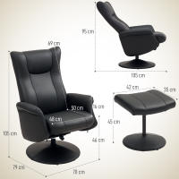 Sillón reclinable con taburete Sillón de TV giratorio 360 ° con función reclinable Sillón reclinable con respaldo ajustable Sillón de TV Cargable hasta 150 kg - details 6