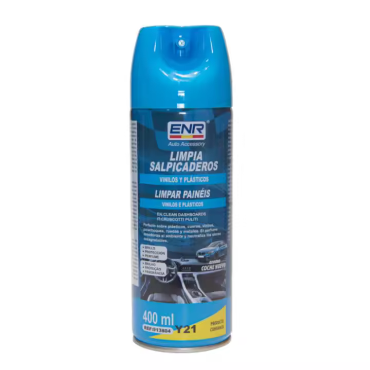 ENERFERO-Limpia Salpicaderos Coche en Spray, Limpiador Tapiceria Coche,Limpia Tapicerias Coche Vinilo Y GOMA-Protector Interior Coche Protege Daño UV-Aire Evolución, Varios Aromas, Efecto Mate 400ml - 1
