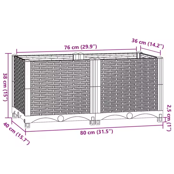vidaXL Arriate polipropileno 80x40x38 cm - 1