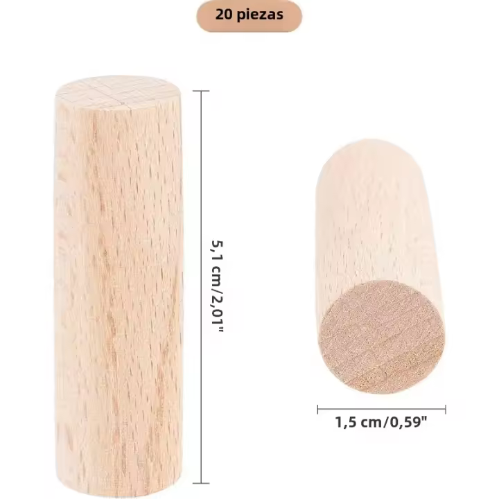Bloques De Madera Para Manualidades 20 Pcs Cilindros No Terminados 2"x0.6" Palos Redondos De Madera De Avellano Para Construcción De Modelos Y Artesanía - 1