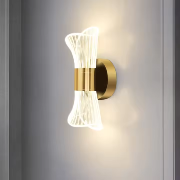 Aplique de pared LED interior Modern, aplique de pared de 10W regulable con 3 colores de Luz, aplique de pared fabricado en acrílico en color Dorado Para Dormitory - 1