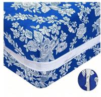Funda de Colchón con Cremallera en L para Cama 80/90/105/135/150cm, Transpirable Antiacaros Absorbente Tacto Suave Lavable, 100% Poliéster Funda Protector Colchon Estampada Flor Tradicional para Profundidad 25 cm - details 0