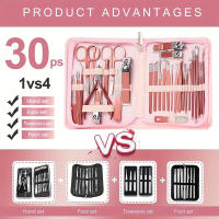 Juego De Tijeras De Uñas 30 Piezas Con Pelacabello Y Linterna De Cejas En Acero Inoxidable Estilo Flor De Cerezo Herramienta De Belleza Para Manos Y Pies - details 1