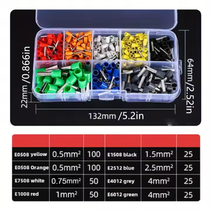 400pcs/box Terminales De Crimpado Tubulares Insulados Para Conexiones Electricas Seguras Conectores De Cable - 1