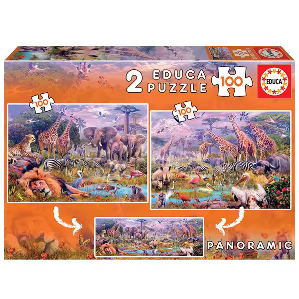 Pack 2 Puzzles Animales Salvajes - 100 pzs - 1
