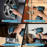 Llave de impacto eléctrica 380N.m, destornillador sin escobillas, 1/2 pulgadas, Compatible con batería Makita de 18V, herramientas eléctricas， - details 6