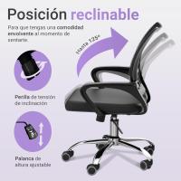 DASCK - Silla de Oficina Silla de Malla Altura Ajustable para Trabajo Silla Escritorio Ergonómica Giratoria Posición reclinable hasta 125º - details 0