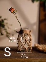 Vaso De Cristal Rustico Colgante Con Correa De Malla Para Flores Secas Decoración De Hogar Para Sala De Estar Y Mesas Transparente Boho Vintage - details 8