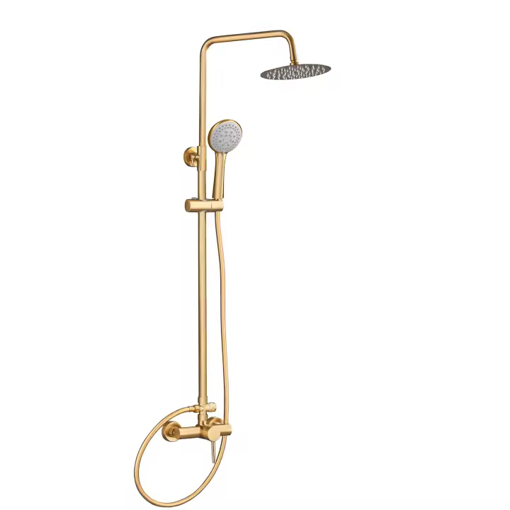 VALAZ Barra de ducha monomando redonda oro mate  cepillado serie Ebro - 25cm - 1