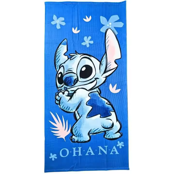 Toalla Playa Piscina Infantil Stitch Ohana 70x140cm de microfibra para niños - 1