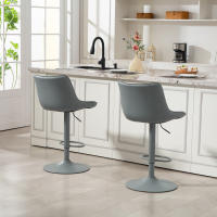 HOMCOM Juego de 2 Taburetes de Bar Taburetes Altos de Cocina Giratorios con Altura Ajustable 92-110 cm Respaldo Asiento de Piel Sintética Marco de Acero y Reposapiés para Comedor Mostrador Gris - details 3