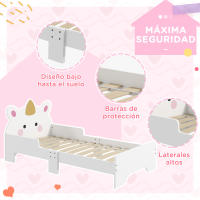 ZONEKIZ Cama para Niños de 3-6 Años 143x74x67 cm Cama Infantil de Madera en Forma de Unicornio Mueble de Dormitorio Moderno Carga 80 kg Blanco - details 4