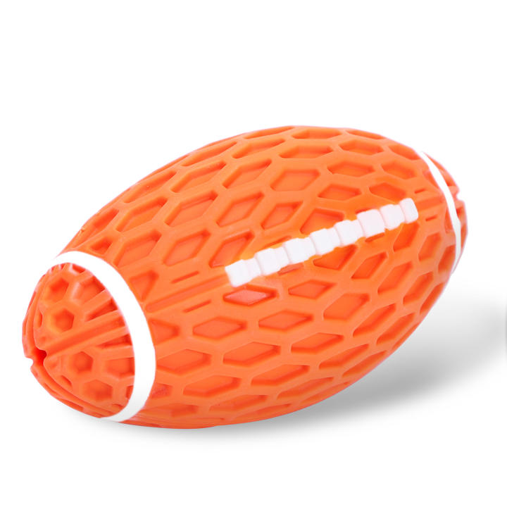 Nobleza Pelota Perros con Sonido, Pelota de Juguete para Perros Interactivo, Squeak Juguetes para Perro Rugby, Pelota Perro Masticar, Pelota Perro Indestructible de Caucho Natural, L10.3*W5.6CM