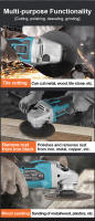 Grinder De Ángulo Inalámbrico De 18V Sin Cable Compatible Con Batería Makita Para Corte De Metal Piedra Y Madera No Incluye Batería - details 8