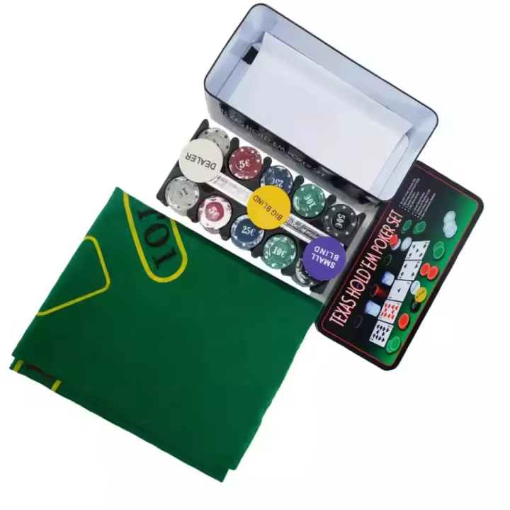 Juego de Mesa Juego de Poker 100 o 200 Fichas para Jugar Cartas de Póker, Set con Caja Metalica Fichas de Casino Profesional para Black Jack, con 4 Colores y Botones de Distribuidor, 100 Pcs | 200 Pcs - 1