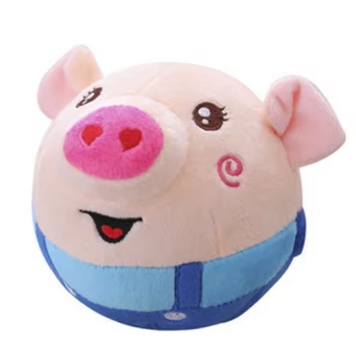 Pelota De Juguete Para Perros Y Gatos Con Dibujos Animados Cerdo Y Perro Peluche Lavable Y Recargable Por USB Bola Saltar Inteligente Para Mascotas - 1