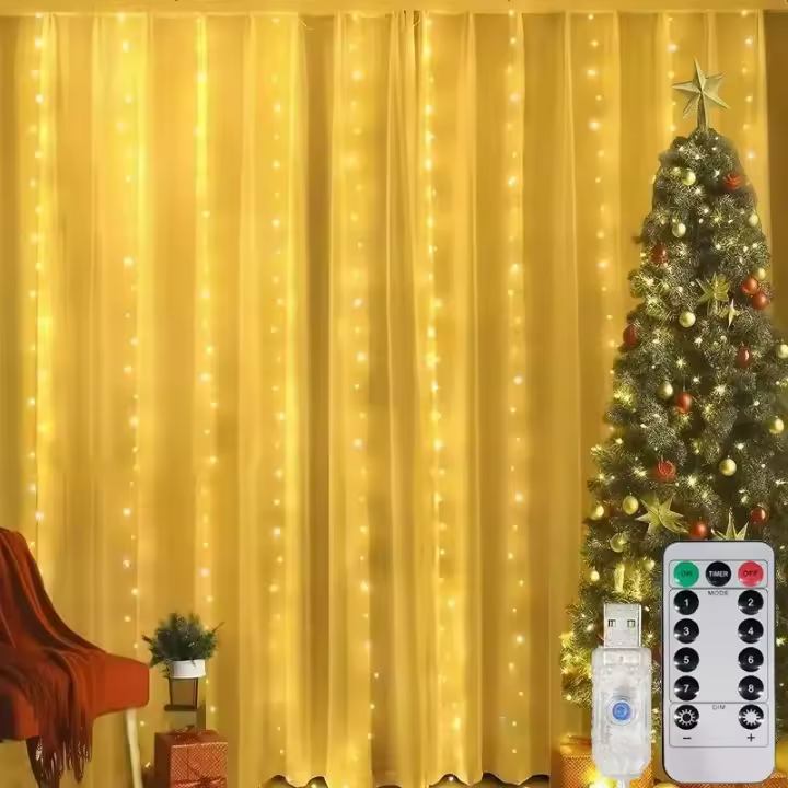 Luz De Cinta LED Para Cortina Con Enchufe USB Decoración De Navidad Y Año Nuevo Para Jardín Casa Bodas Y Fiesta Exterior - 1