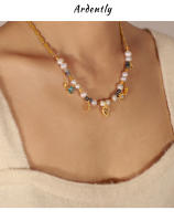 Encanto Collar de perlas de agua dulce Piedra Natural Colgante Titanio Acero Chapado en Oro Señoras Stacking Joyería - details 2