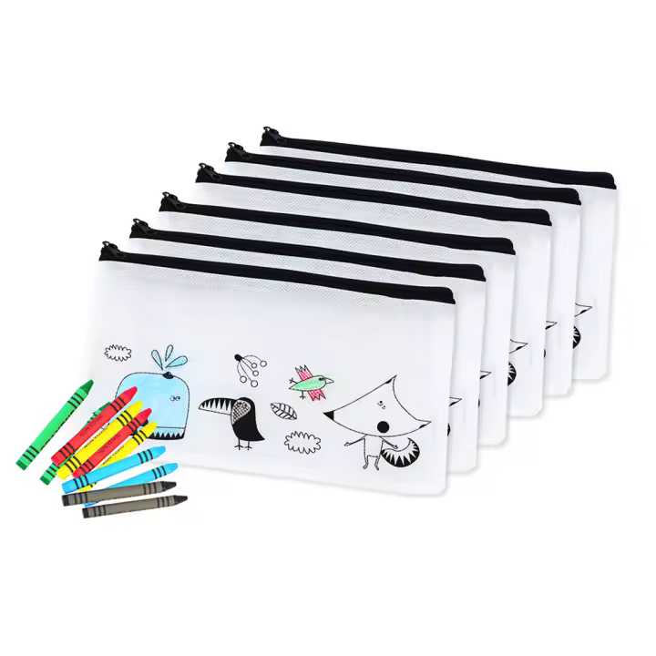 Pack 12 a 48 unidades de Estuches de lápices para niños, Detalles cumpleaños infantil para invitados, Manualidades accesorios y materiales, Mochilas para colorear, Regalos originales niños, Regalantes.com - 1