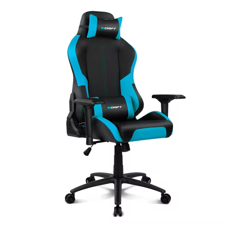 DRIFT DR250BL - Silla Gaming Profesional, polipiel, reposabrazos ajustable 4D, piston clase 4, asiento basculable, altura regulable, respaldo reclinable, cojines lumbar y cervical, color negro/azul - 1