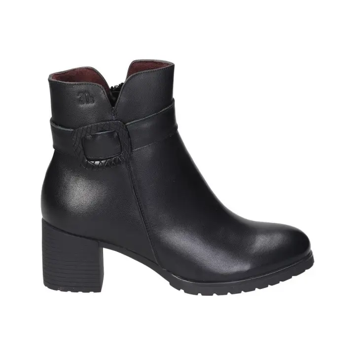 TREINTA’S | Botines de Tacón Treinta’s para Mujer – Botín de Piel en Color Negro con Detalle de Hebilla – Botines con Cremallera – De Piel – Tacón Ancho y Cómodo – Tacón Medio – Modelo 4215 - 1