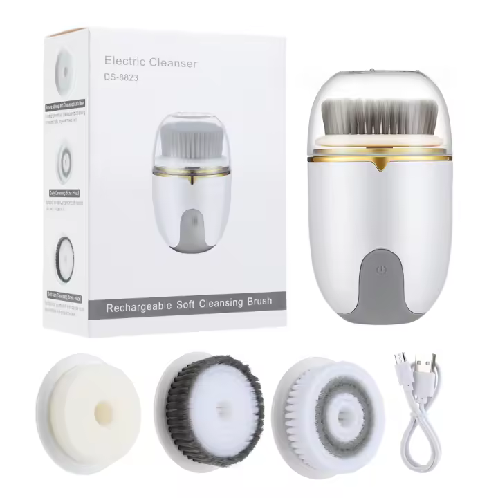 Cepillo de limpieza Facial 3 en 1, exfoliante Facial de silicona, Limpiador eléctrico de Poros, espinillas, limpieza profunda de la piel, masaje exfoliante - 1
