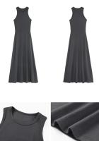 Vestido Largo Sin Mangas Estilo Francés Para Mujer Elegante Chic A-Line Casual Verano Vacaciones Vestido De Fiesta Solid - details 7