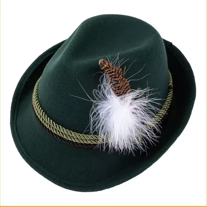 Sombrero De Fiesta Oktoberfest Para Hombres Y Mujeres Sombrero De Cerveza Alemana Con Plumas Para Carnaval Y Fiestas Photo Props Unisex Material De Algodón - 1