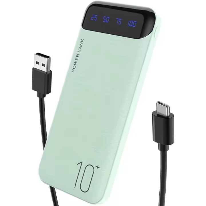 Cargador portátil 10000mAh Delgado USB C Banco de Potencia de entrada y salida con Pantalla LED Batería externa Ligera Compatible para iPhone 14/13/12, iPad, Samsung, etc. (verde) - 1