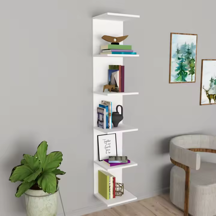 Estantería de pared Surahammar 6 niveles aglomerado 180 x 35 x 30 cm - blanco [en.casa] - 1