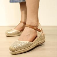 HLUNA - Sandalias de Cuña Oro y Plata tobilleras con la puntera cerrada detalle de brillos - Plantilla acolchada Cómodas - rl2021 - details 0