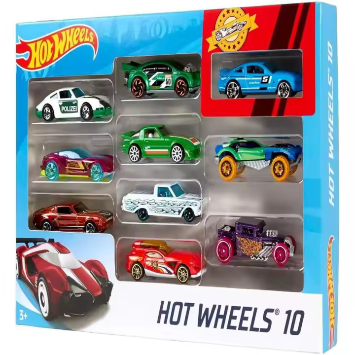 Pack de 10 Vehiculos, Coches de Juguete Surtido/Modelo aleatorio (Una unidad)(Mattel 54886) - 1