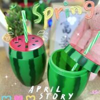 Botella De Agua Con Pajita De Plástico Multicolor Fruta De Dibujos Animados Regalo Sandía Limón Fresa Piña Deporte Y Salud - details 13