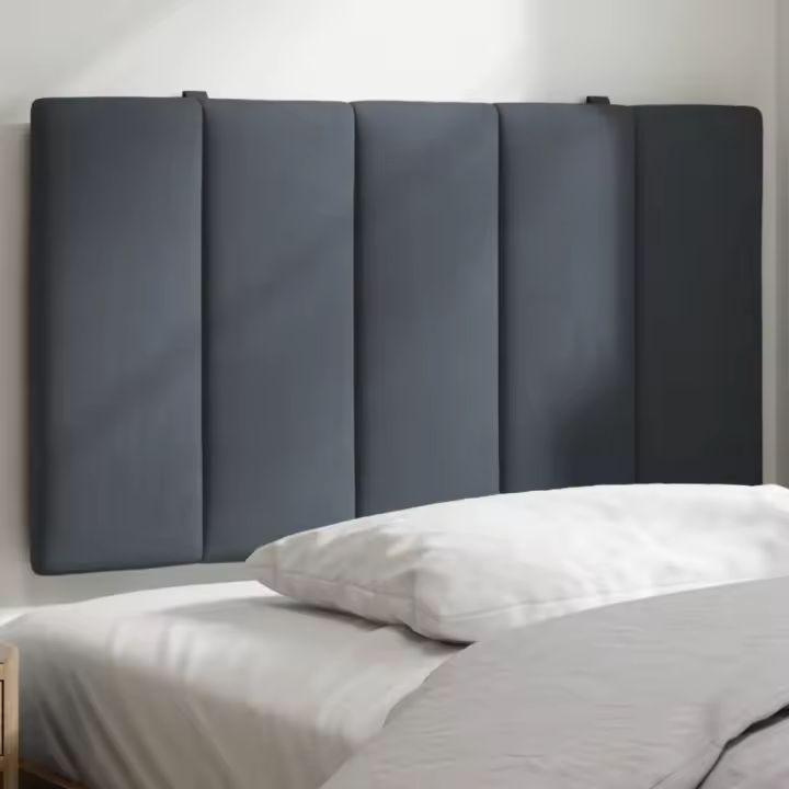 vidaXL Cabecero de cama acolchado terciopelo gris oscuro 90 cm - 1