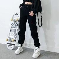 Pantalones De Cargo Casual Para Mujer Estilo Hip Hop Moda Deportiva Pantalones Harem Coreanos Con Varios Bolsillos Negro Talla 5XL - details 3
