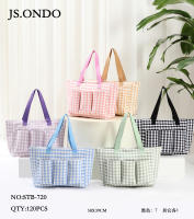 J.S ONDO BOLSO DE PLAYA ESTAMPADO VICHY Mujer CON 3 BOLSILLOS, Bolsa Playa Grande Familiar con Cremallera, Bolso Verano Mujer para Compras Viajes - details 1