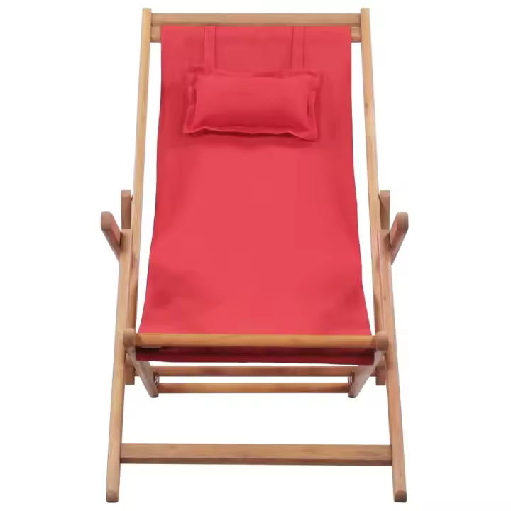 Silla de Playa plegable de Tela y Estructura de Madera Roja - 1