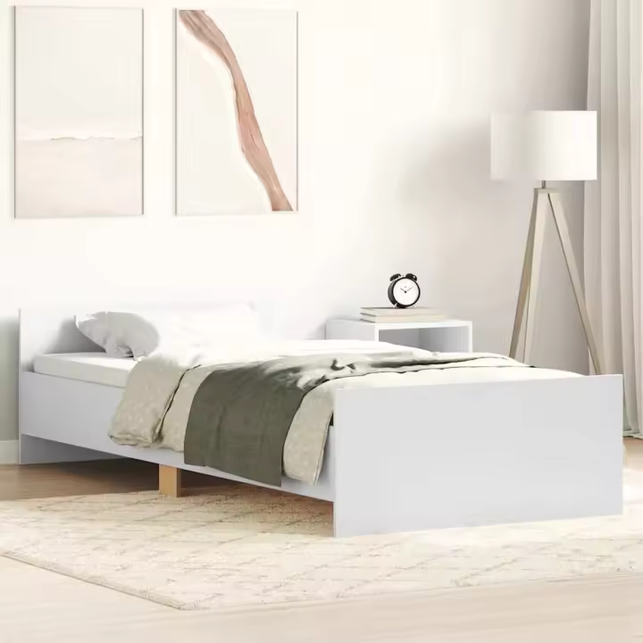 Estructura de cama madera de ingeniería blanca 90x190 cm - 1