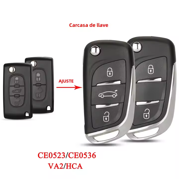 Estuche Plegable Para Llave De Coche Jingyuqin CE0523 CE0536 Compatible Con Citroen C5 C4 Hatch Coupe VTR C6 C8 C2 Berlingo Xsara Picasso Material ABS + Metal - 1