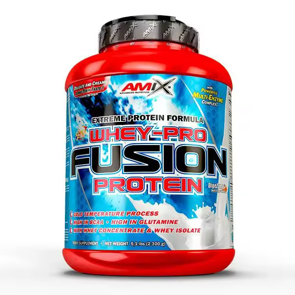 Amix Whey Pro Fusion x 2,3 Kg - Proteína Mixt con enzimas digestivas - Rápida absorción - Sin aspartamo - 1
