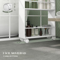 HOMCOM Carrito Auxiliar con Ruedas Carrito de Cocina de 3 Niveles con Barandillas Laterales y Asas para Comedor Sala Baño 45x15x80 cm Blanco - details 4