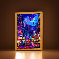 Marco De Fotos De Pintura Lumínica Hermosa Ciudad De Hong Kong Lámpara De Noche Para Decoración De Hogar Y Mesa Del Cama Regalo Para Amigos - details 0