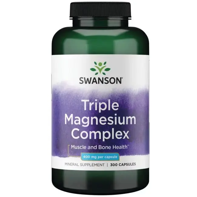 SWANSON - Triple Magensium Complex  - 100 capsulas Promueve músculos y huesos fuertes, y la salud del sistema cardiovascular y nervioso - 1