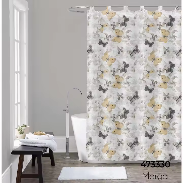 ARISE SHOP-Cortina de ducha textil 180 x 200, 100% polyester,Dinos,Linda,Marga,Mar,Rania. - 1