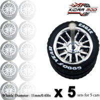 Ruedas Electroplateadas Kicarmod Para Coches De Acción 1/64 Con Neumáticos De Goma Diámetro 0.43In (5 Conjuntos Para 5 Coches) - details 5